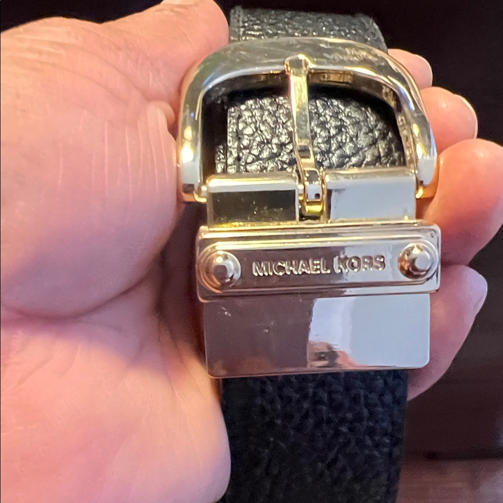 Michael Kors Black and Gold Monogram Belt